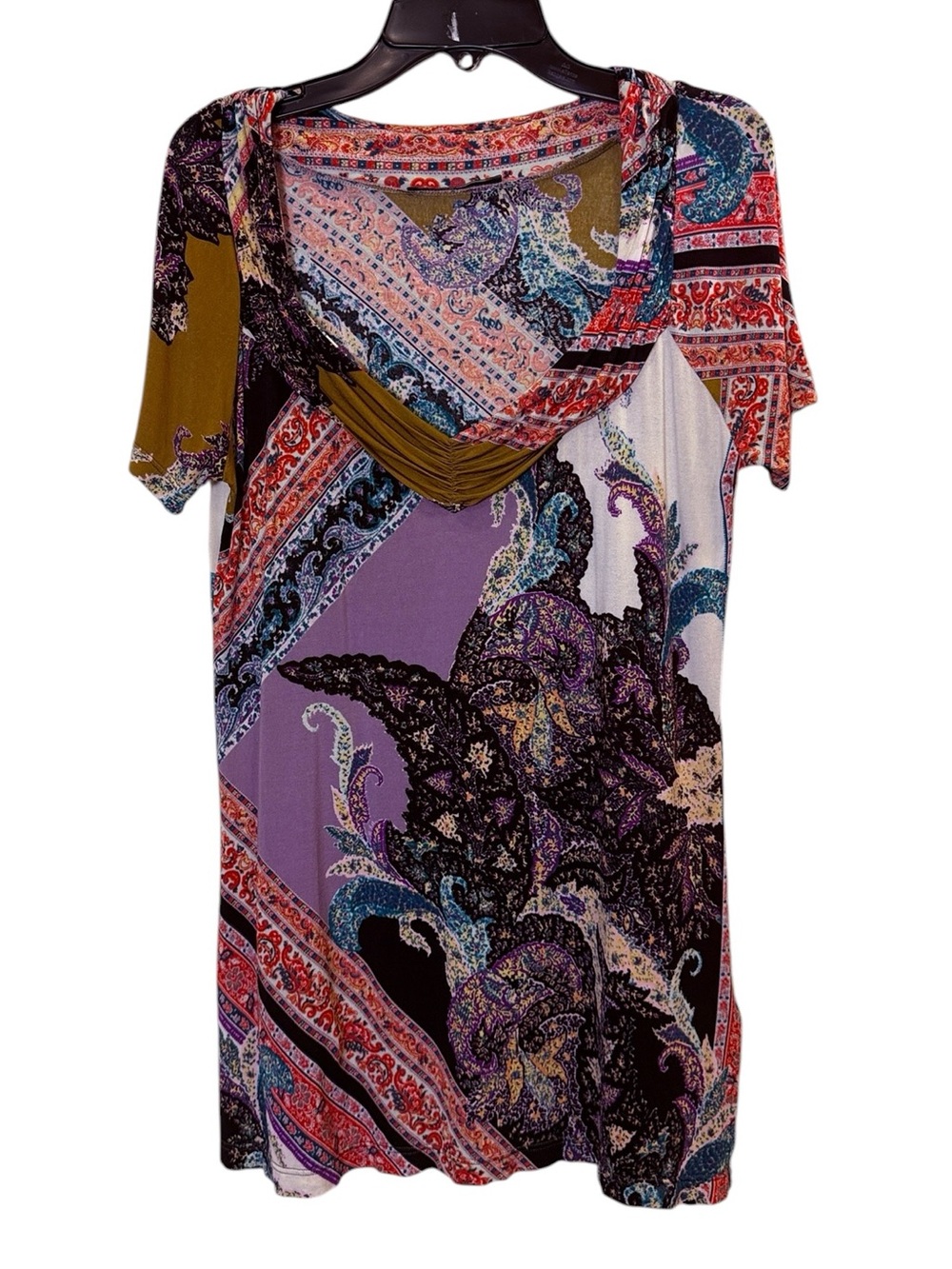 Etro Milano Italy Women’s Multicolor Paisley & Floral V-Neck Top sz M
